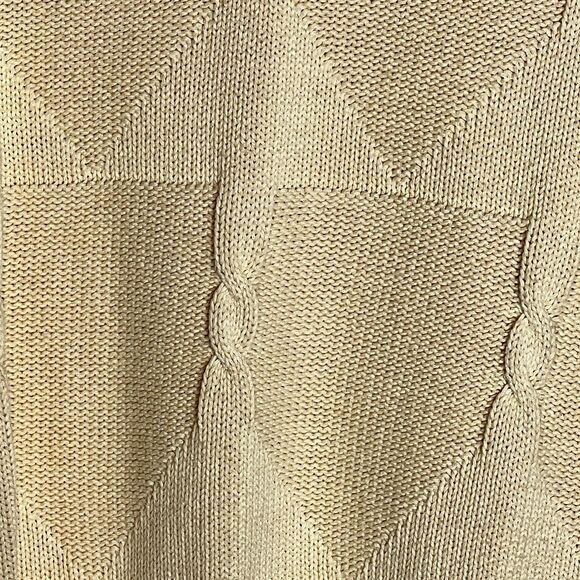 Jantzen VTG Men’s Crew Neck Sweater Size Large Banana Yellow Cabled Pullover - Picture 4 of 6